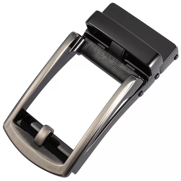 Brushed Silver Slide Belt Buckle for Men Ratchet - Image 5