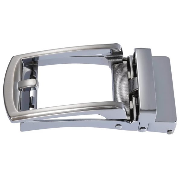Brushed Silver Slide Belt Buckle for Men Ratchet - Image 9