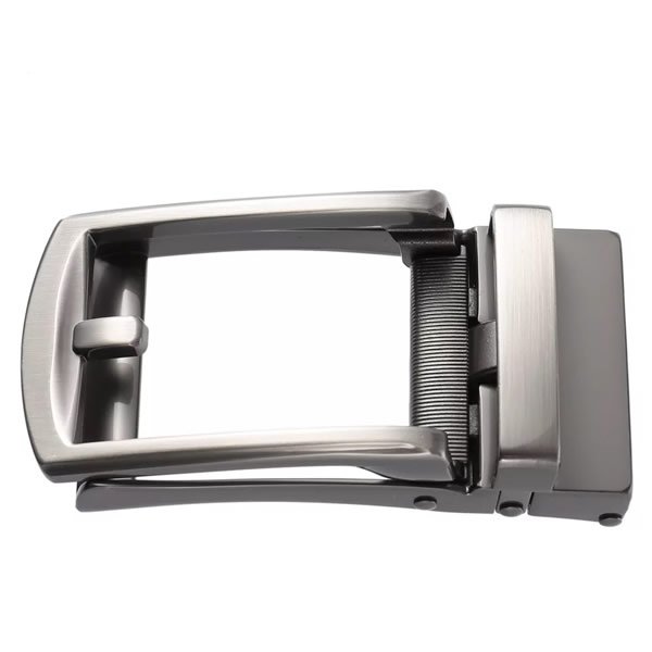 Brushed Silver Slide Belt Buckle for Men Ratchet - Image 10