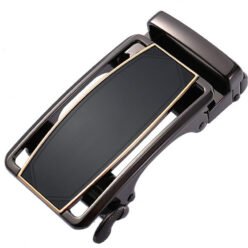 Dress Black Leather Belt Ratchet Automatic Buckle Mens