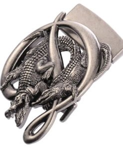 Brass Crocodile Ratchet Automatic Slide Belt Buckle Cowboy Western Belt Buckles Big