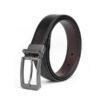 Dress Thin Black Leather Belt Reversible Belt Buckle LA1001