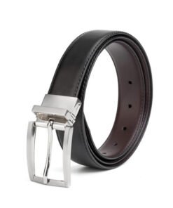 Dress Thin Black Leather Belt Reversible Belt
