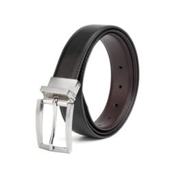 Dress Thin Black Leather Belt Reversible Belt LA1002