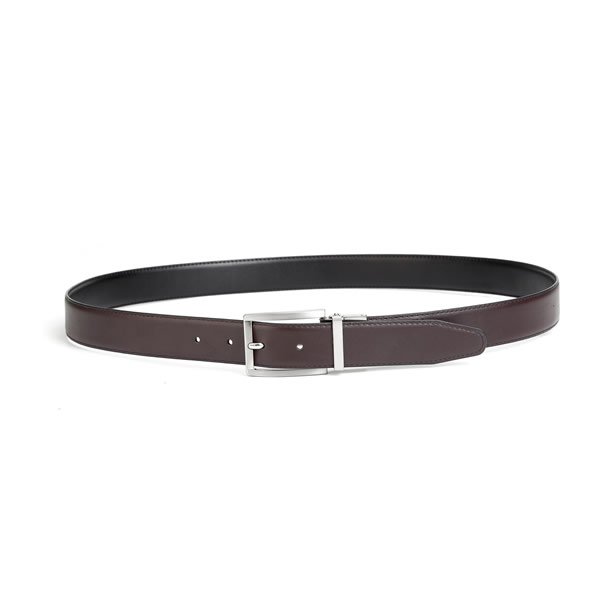 Dress Thin Black Leather Belt Reversible Belt - Image 4