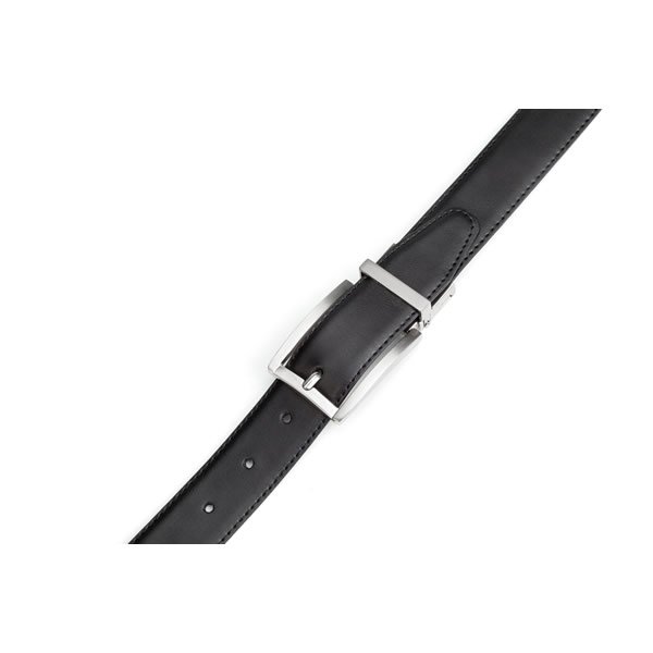 Dress Thin Black Leather Belt Reversible Belt - Image 5