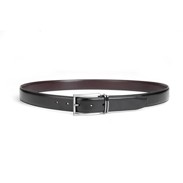 Black Brown Clip Reversible Mens Leather Belt - Image 3