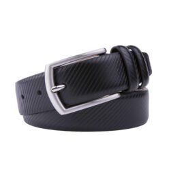 Alternative view of Black Dress Debossed Genuine Leather Belt Mens Deisgner Belt