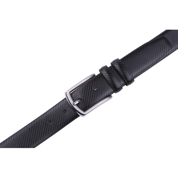 Black Dress Debossed Genuine Leather Belt Mens Deisgner Belt - Image 3