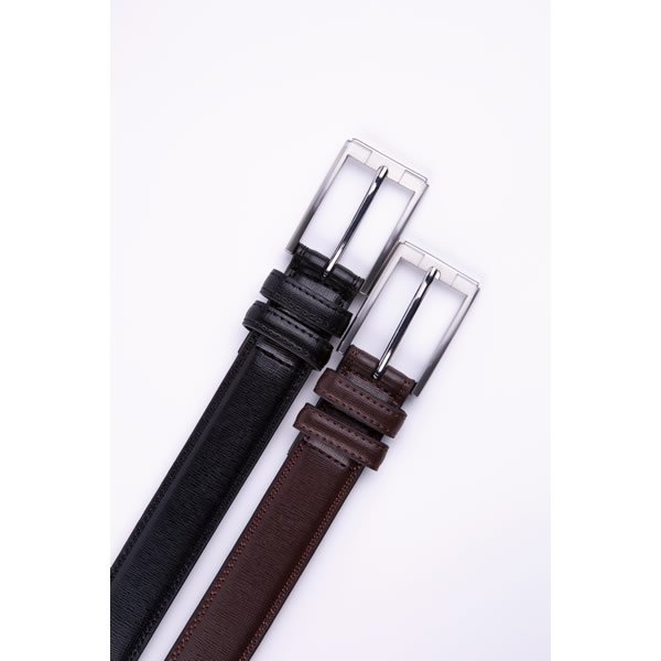 Dress Black Mens Genuine Leather Belt - Image 3