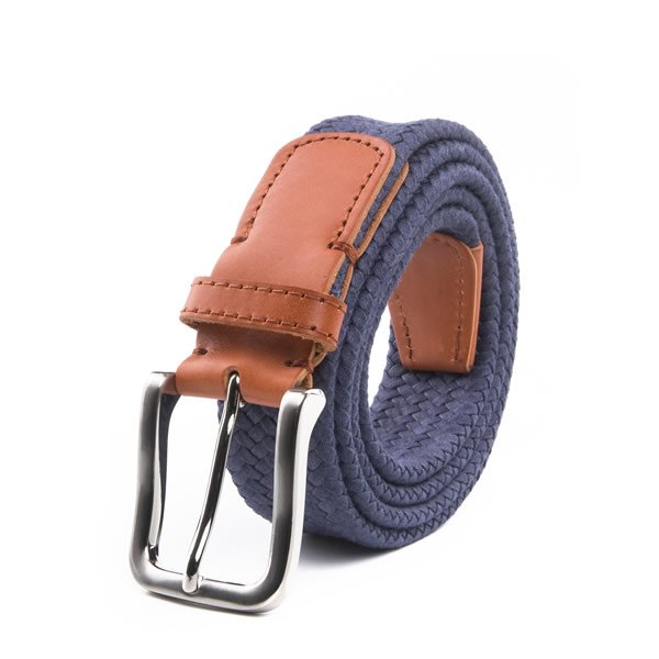 Casual Golf Woven Fabric Full Grain Leather Belt Men - Image 3