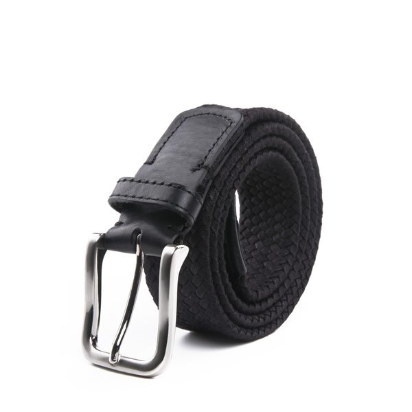 Casual Golf Woven Fabric Full Grain Leather Belt Men - Image 4