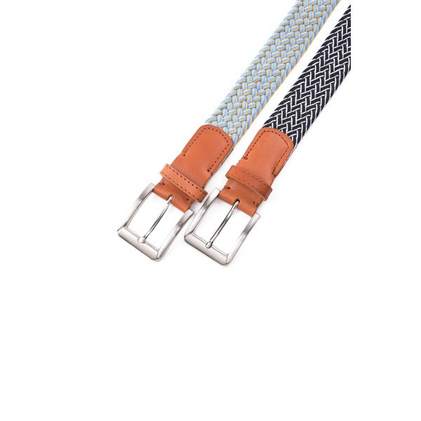 Unisex Golf Casual Multi Color Fabric Cotton Top Grain Leather Belt - Image 4