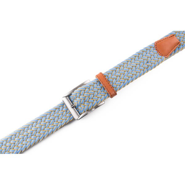 Unisex Golf Casual Multi Color Fabric Cotton Top Grain Leather Belt - Image 5