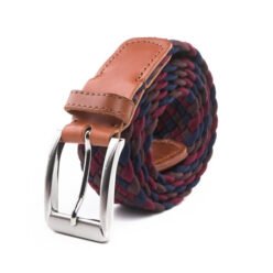 Unisex Casual Golf Multicolor Cotton Woven Pure Genuine Leather Belt Men LA1118