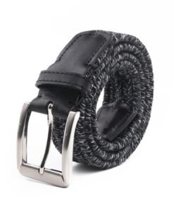 Casual Golf Multicolor Cotton Woven Elastic Stretch Leather Belt Men