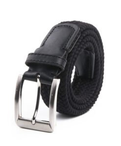 Casual Golf Cotton Braided Elastic Stretch Leather Belt for Men