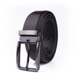 Gun Metal Reversible Belt Buckle Mens PU Leather Belt
