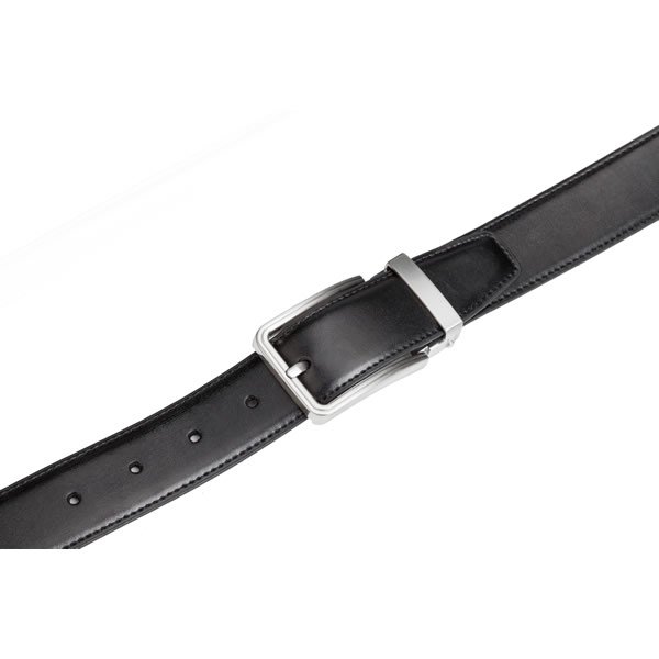 Silver Metal Reversible Belt Buckle PU Leather Belt for Men LA1178 - Image 3