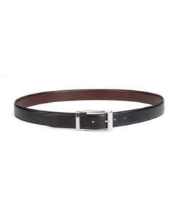 Alternative view of Silver Reversible Pin Belt Buckle PU Leather Belt Men