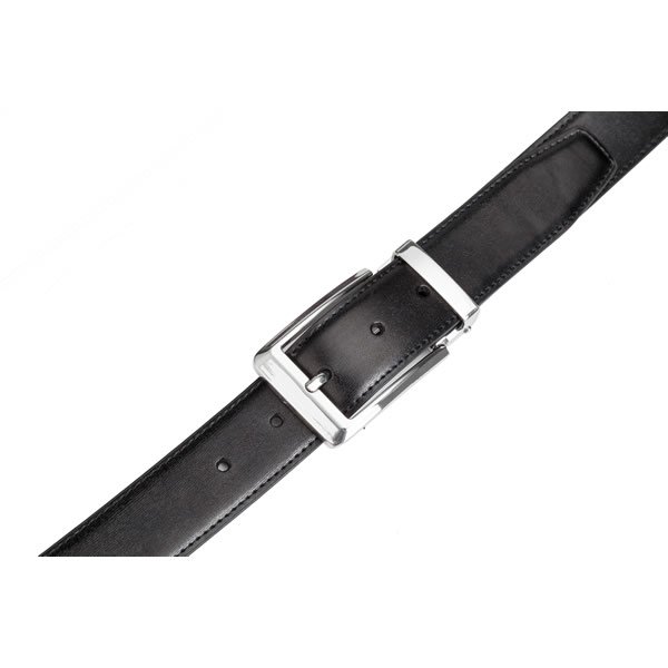 Silver Reversible Pin Belt Buckle PU Leather Belt Men LA1180 - Image 3