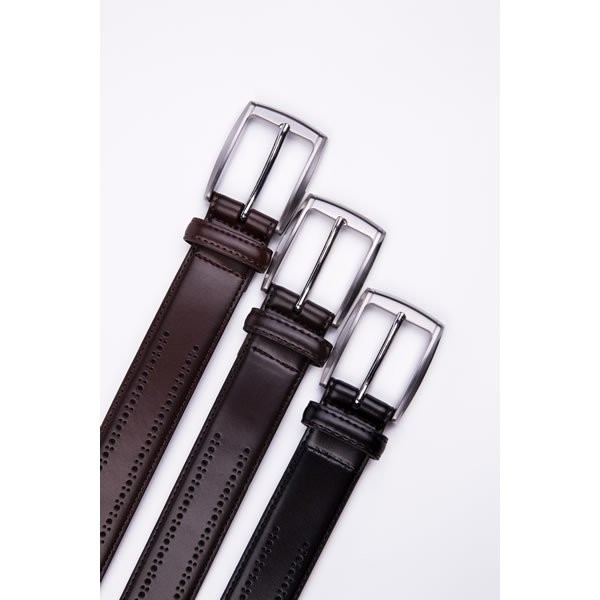 Black Dress Genuine Mens Leather Belt - Image 4