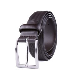 Black Adjustable Engraved Full Grain Genuine Leather Belt Men