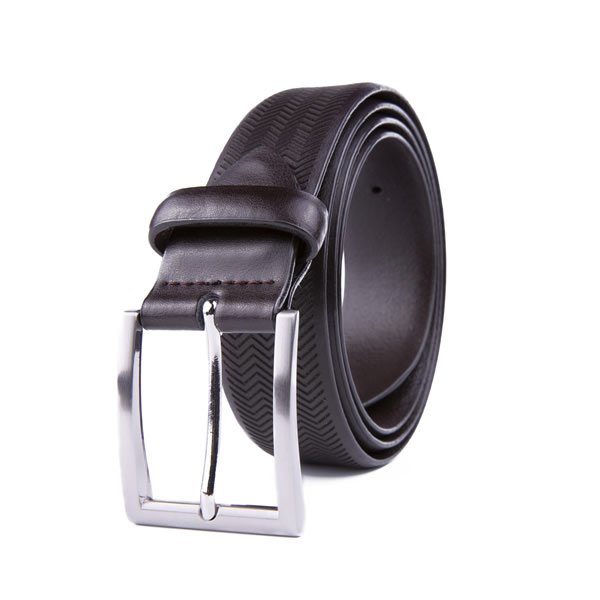 Black Adjustable Engraved Full Grain Genuine Leather Belt Men LA1215