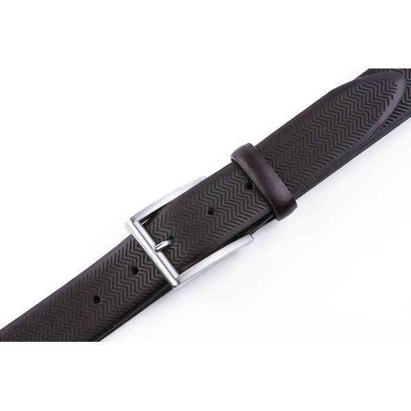 Black Adjustable Engraved Full Grain Genuine Leather Belt Men LA1215 - Image 5