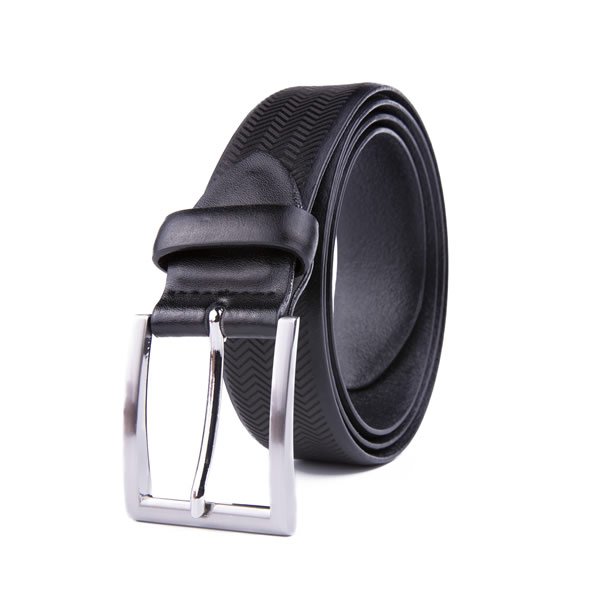 Black Adjustable Engraved Full Grain Genuine Leather Belt Men LA1215 - Image 6