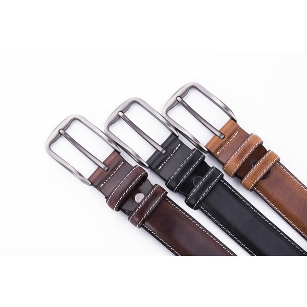 Adjustable Black Dress Genuine Leather Belt for Men - Image 4