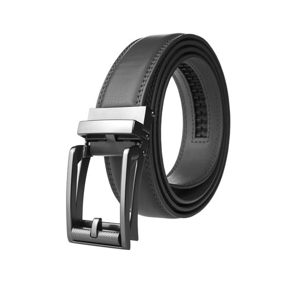Dress Black Genuine Leather Belt Ratchet Belt LA1219 - Image 5