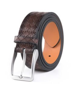 Black Casual Vintage Lattice Embossed PU Leather Belt