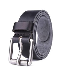 Wide Retro Casual Western Black Full Grian Leather Mens Belt
