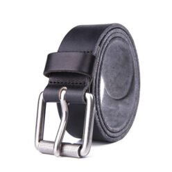 Wide Retro Casual Western Black Full Grian Leather Mens Belt LA2062