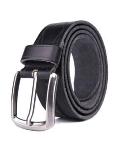 Wide Retro Casual Western Black Cow Full Grian Mens Leather Belt