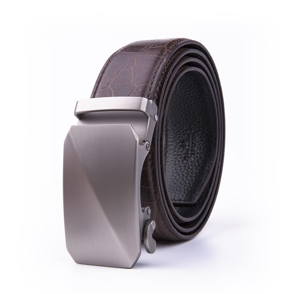 Official Dress Crocodile Mens Black Belt Automatic Leather Belt - Image 3