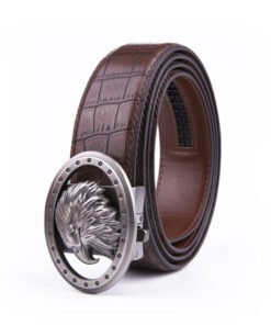 Black Eagle Antique Silver Retro Westen Crocodile Automatic Mens Leather Belt