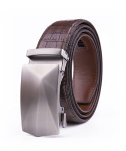 Black Dress Crocodile Debossed Genuine Leather Belt Slide Belt