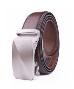 Black Dress Formal Leather Mens Belts Ratchet Automatic Buckle Belt