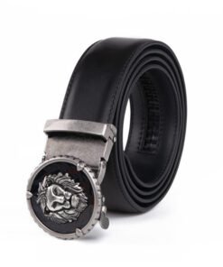 Black Lion Retro Western Automatic Mens Leather Belt