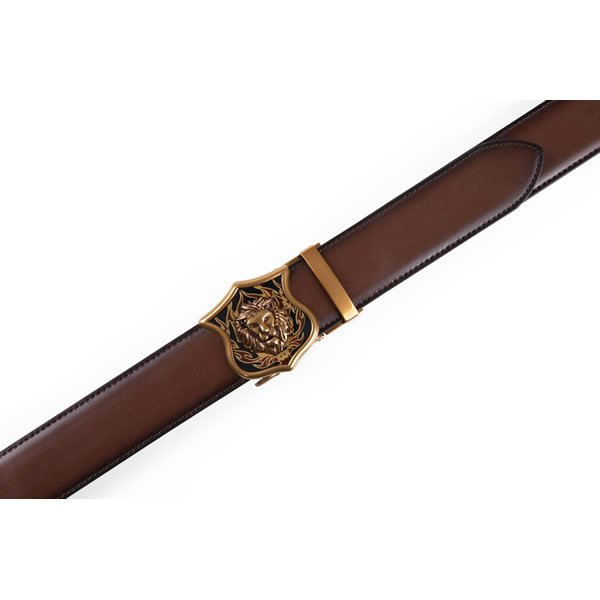 Lion Ratchet Mens Leather Belt Western Antique Automatic Belt Buckle - Image 8