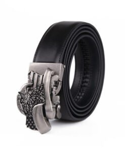 Big Eagle Automatic Buckle Ratchet Black Mens Leather Belt