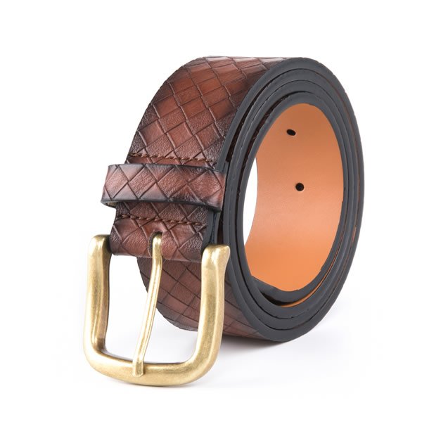 Casual Vintage Antique Lattice Embossed PU Leather Mens Belts - Image 5