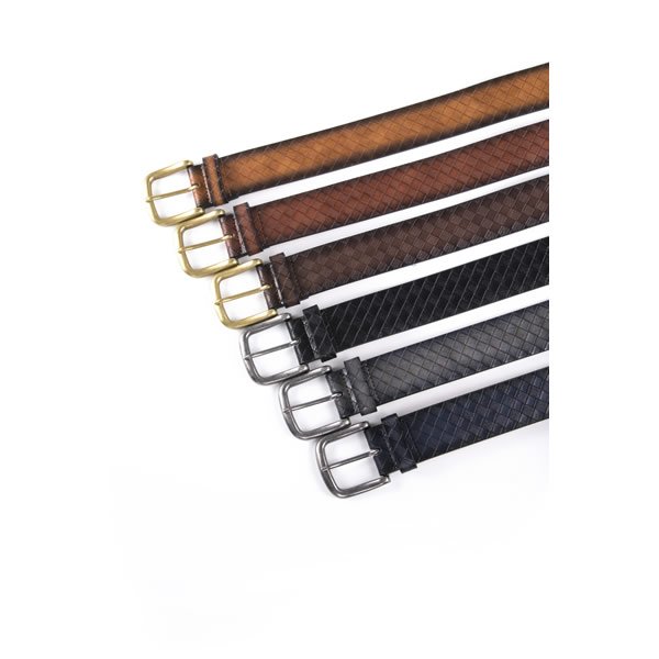 Casual Vintage Antique Lattice Embossed PU Leather Mens Belts - Image 9