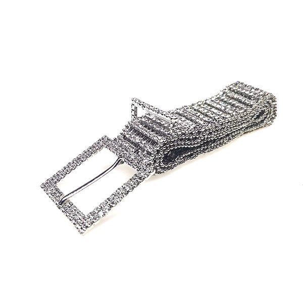 Ladies Diamond Belt Sparkle Silver Chain Belts - Image 3