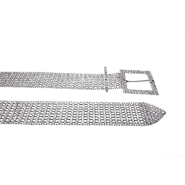 Ladies Diamond Belt Sparkle Silver Chain Belts - Image 4