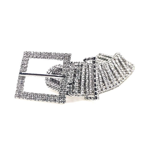 Ladies Diamond Belt Sparkle Silver Chain Belts - Image 5