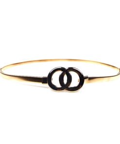Ladies Gold Waist Double O Ring Link Chain Belt for Dress
