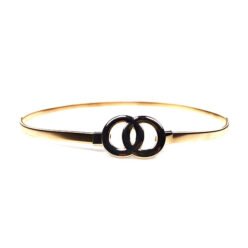 Ladies Gold Waist Double O Ring Link Chain Belt for Dress